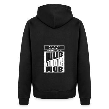 Wochenendprognose 100% Chance auf Wub Wub - Unisex Premium Bio Zip Hoodie - Schwarz - Hinten - Nico (187cm)