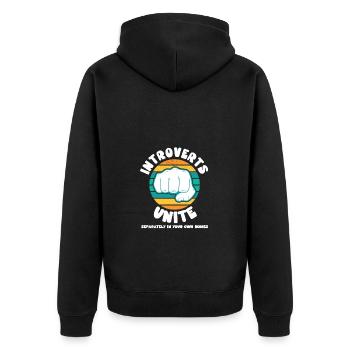 Les introvertis s’unissent séparément dans vos propres maisons - Veste à capuche bio Premium Unisexe - noir - Dos - Nico (187cm)