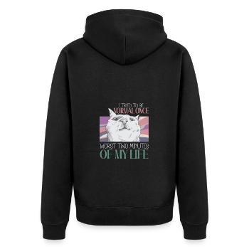 Être normal, c’était hier un drôle de chat - Veste à capuche bio Premium Unisexe - noir - Dos - Nico (187cm)