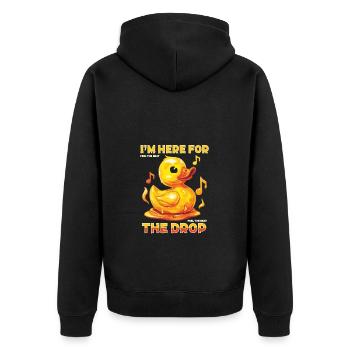 I'm here for the drop music ducks - Unisex Premium Organic Zip Hoodie - black - Back - Nico (187cm)