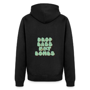 Drop Bass Not Bombs Motif de mélomane - Veste à capuche bio Premium Unisexe - noir - Dos - Nico (187cm)