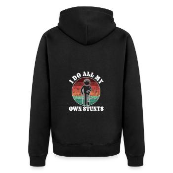 Ich Mache Alle Meine Eigenen Stunts - Komische - Unisex Premium Bio Zip Hoodie - Schwarz - Hinten - Nico (187cm)