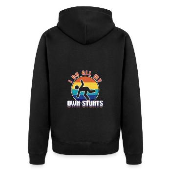 Ich Mache Alle Meine Eigenen Stunts - Komische - Unisex Premium Bio Zip Hoodie - Schwarz - Hinten - Nico (187cm)