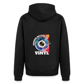 Sounds better on vinyl retro music lovers - Unisex Premium Organic Zip Hoodie - black - Back - Nico (187cm)