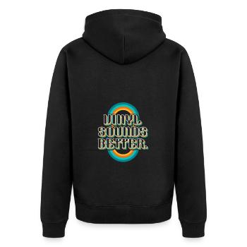 Vinyl Sounds Better - Retro Musikliebhaber - Unisex Premium Bio Zip Hoodie - Schwarz - Hinten - Nico (187cm)