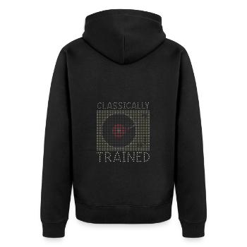 Classically Trained Vintage Schallplattenspieler - Unisex Premium Bio Zip Hoodie - Schwarz - Hinten - Nico (187cm)