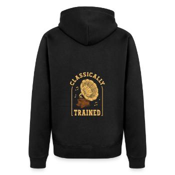 Classically Trained Vintage Schallplattenspieler - Unisex Premium Bio Zip Hoodie - Schwarz - Hinten - Nico (187cm)