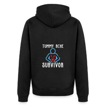 Bauchschmerzen Überlebender Stark und Tapfer - Unisex Premium Bio Zip Hoodie - Schwarz - Hinten - Nico (187cm)