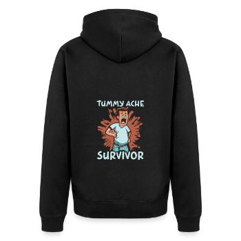 Bauchschmerzen Überlebender Stark und Tapfer - Unisex Premium Bio Zip Hoodie - Schwarz - Hinten - Nico (187cm)