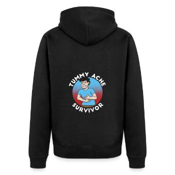 Bauchschmerzen Überlebender Stark und Tapfer - Unisex Premium Bio Zip Hoodie - Schwarz - Hinten - Nico (187cm)