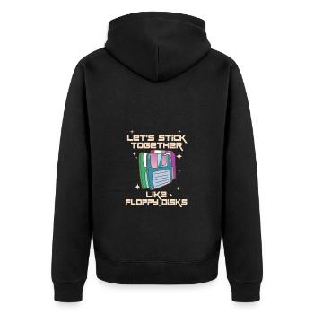 Lass Uns Zusammenhalten Wie Floppy Disks - Unisex Premium Bio Zip Hoodie - Schwarz - Hinten - Nico (187cm)