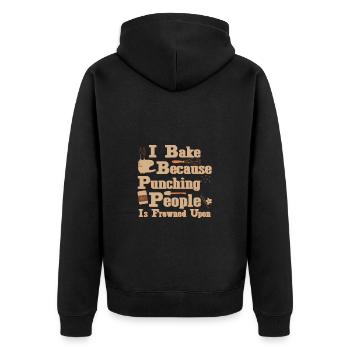I Bake Because Punching People Is Frowned Upon – - Unisex Premium Organic Zip Hoodie - black - Back - Nico (187cm)