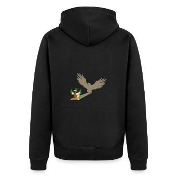 Ente Mit Adler Schatten Lustiges Motiv - Unisex Premium Bio Zip Hoodie - Schwarz - Hinten - Nico (187cm)