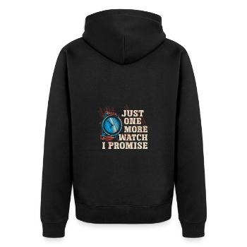 Just One More Watch I Promise – für - Unisex Premium Bio Zip Hoodie - Schwarz - Hinten - Nico (187cm)