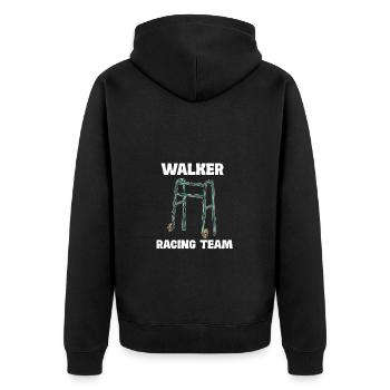 Walker Racing Team - Lustiger Rollator - Unisex Premium Bio Zip Hoodie - Schwarz - Hinten - Nico (187cm)