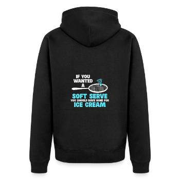 If You Wanted A Soft Serve You Should Have Gone - Unisex Premium Bio Zip Hoodie - Schwarz - Hinten - Nico (187cm)