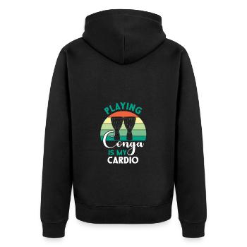 Playing Conga Is My Cardio - Sunset And - Unisex Premium Organic Zip Hoodie - black - Back - Nico (187cm)