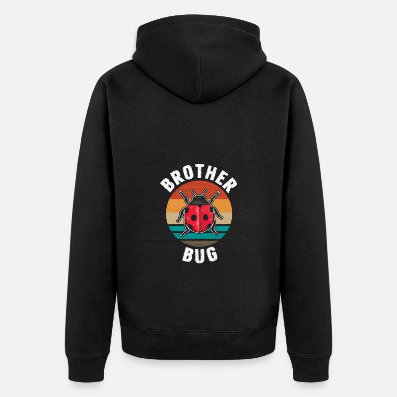 Brother Bug Retro Ladybug - Unisex Premium Organic Zip Hoodie - black