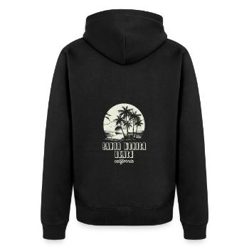 Santa Monica Beach California Sonnenuntergang - Unisex Premium Bio Zip Hoodie - Schwarz - Hinten - Nico (187cm)