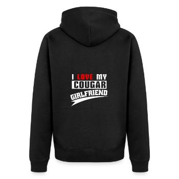 I love my cougar girlfriend - Unisex Premium Organic Zip Hoodie - black - Back - Nico (187cm)