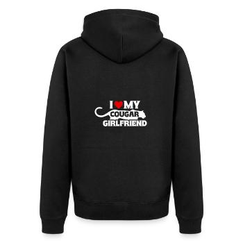 I love my cougar girlfriend - Unisex Premium Organic Zip Hoodie - black - Back - Nico (187cm)