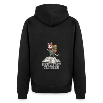 Meowtain Climber Cat Summit Adventure - Unisex Premium Organic Zip Hoodie - black - Back - Nico (187cm)
