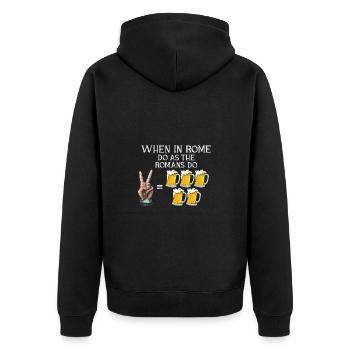 Quand à Rome Faites comme les Romains font la bière - Veste à capuche bio Premium Unisexe - noir - Dos - Nico (187cm)