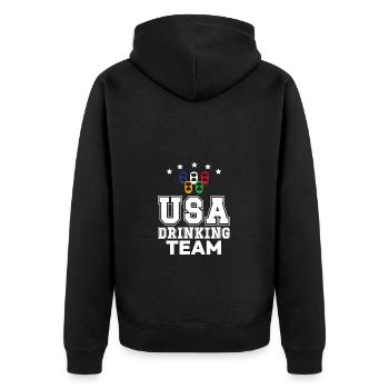USA Drinking Team Dicton de boisson amusant - Veste à capuche bio Premium Unisexe - noir - Dos - Nico (187cm)