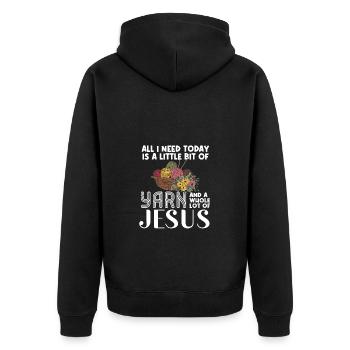 Alles Was Ich Heute Brauche Ist Ein Bisschen Garn - Unisex Premium Bio Zip Hoodie - Schwarz - Hinten - Nico (187cm)