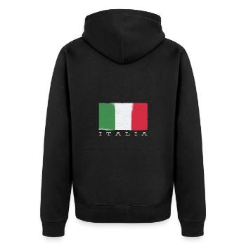 Drapeau italien avec lettrage Italia - Veste à capuche bio Premium Unisexe - noir - Dos - Nico (187cm)