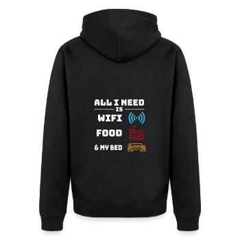 Tout ce dont j’ai besoin, c’est du wifi, de la nourriture et de mon - Veste à capuche bio Premium Unisexe - noir - Dos - Nico (187cm)