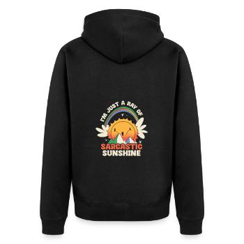 Ich Bin Nur Ein Strahl Von Sarkastischem - Unisex Premium Bio Zip Hoodie - Schwarz - Hinten - Nico (187cm)