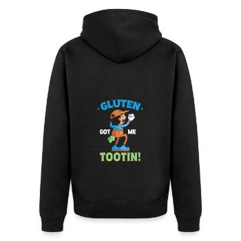 Gluten Got Me Tootin Humorous Saying for - Unisex Premium Organic Zip Hoodie - black - Back - Nico (187cm)