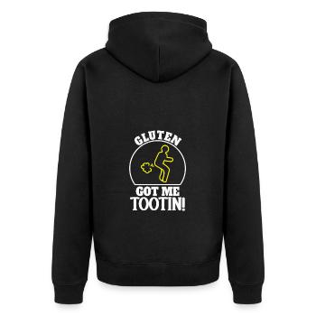Gluten Got Me Tootin Humorous Saying for - Unisex Premium Organic Zip Hoodie - black - Back - Nico (187cm)