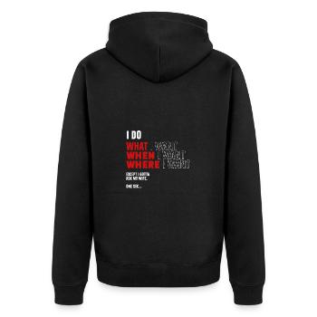 Ich Mach Was Ich Will Wann Ich Will Wo Ich Will - Unisex Premium Bio Zip Hoodie - Schwarz - Hinten - Nico (187cm)