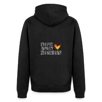I'm Not Angry I'm German Heart Design with Flag - Unisex Premium Organic Zip Hoodie - black - Back - Nico (187cm)