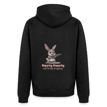 Hippity Hoppity Get Off My Property Funny - Unisex Premium Organic Zip Hoodie - black - Back - Nico (187cm)