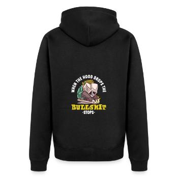 Wenn Der Helm Fällt Stoppt Der Unsinn Kreativer - Unisex Premium Bio Zip Hoodie - Schwarz - Hinten - Nico (187cm)