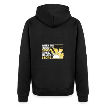 Wenn Der Helm Fällt Stoppt Der Unsinn Kreativer - Unisex Premium Bio Zip Hoodie - Schwarz - Hinten - Nico (187cm)