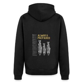 Always Prepared Fischmotiv mit Maßstab für Angler - Unisex Premium Bio Zip Hoodie - Schwarz - Hinten - Nico (187cm)