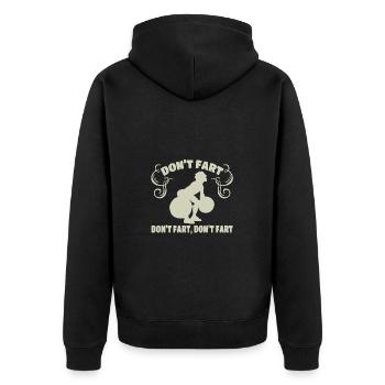 Don't Fart Lustiges Fitness Motiv für - Unisex Premium Bio Zip Hoodie - Schwarz - Hinten - Nico (187cm)