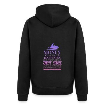 Money can't buy happiness but a jet can - Unisex Premium Organic Zip Hoodie - black - Back - Nico (187cm)