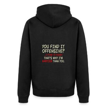 Do you find it offensive? I think it's funny - Unisex Premium Organic Zip Hoodie - black - Back - Nico (187cm)