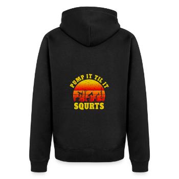 Pump It Til It Squirts - Oil Drilling Silhouette Before - Unisex Premium Organic Zip Hoodie - black - Back - Nico (187cm)