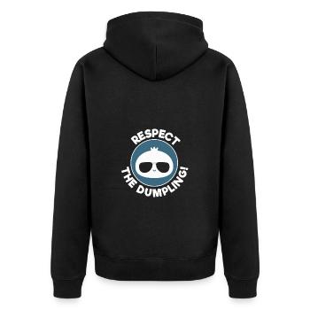 Respektiere Den Knödel Coole Dumpling Illustration - Unisex Premium Bio Zip Hoodie - Schwarz - Hinten - Nico (187cm)