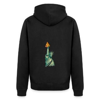 Statue of Liberty with Pizza Torch Artwork New - Unisex Premium Organic Zip Hoodie - black - Back - Nico (187cm)