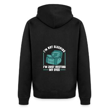 I'm Not Sleeping I'm Just Resting My Eyes - Unisex Premium Organic Zip Hoodie - black - Back - Nico (187cm)