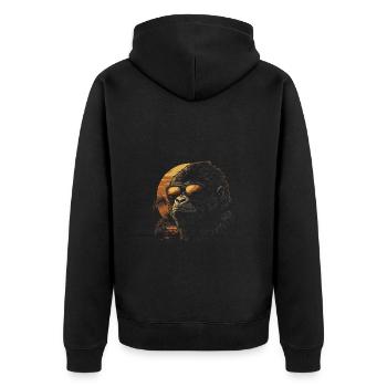 Relaxed gorilla with sunglasses in front of - Unisex Premium Organic Zip Hoodie - black - Back - Nico (187cm)