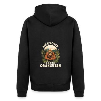 Genial Wie Ein Orang-Utan – Naturverbunden und - Unisex Premium Bio Zip Hoodie - Schwarz - Hinten - Nico (187cm)