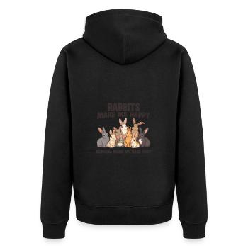 Les lapins me rendent heureux Les gens rendent les gens - Veste à capuche bio Premium Unisexe - noir - Dos - Nico (187cm)